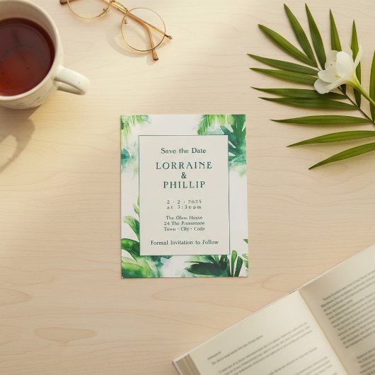 Save The Date Végétation tropicale Élégante feuillage botanique