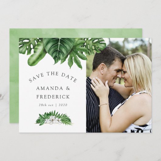 Save The Date Végétation tropicale Mariage géométrique Enregistr (Devant / Derrière)