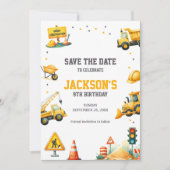 Save The Date Véhicules de construction Camion de vidage Bulldoz (Devant)