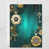 Save The Date Veille bijoux Steampunk sur un Arrière - plan vert (Devant)