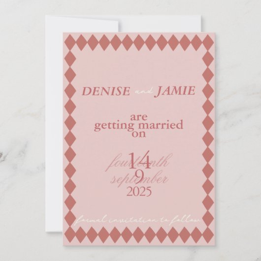 Save The Date Vellum diamant en terre cuite Insertion Mariage so (Devant)