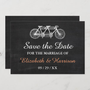 Save The Date Vélo Tandem Sur Chalkboard Mariage Enregistrer La