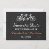 Save The Date Vélo Tandem Sur Chalkboard Mariage Enregistrer La  (Devant)
