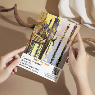 Save The Date Venise Italie Vintage Mariage Voyage Poster Code Q