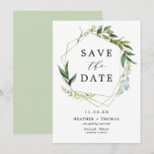 Save The Date Verdure Aquarelle Feuille Rustique (Devant / Derrière)