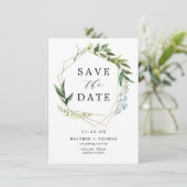 Save The Date Verdure Aquarelle Feuille Rustique (Debout devant)