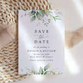 Save The Date Verdure, Feuilles d'Eucalyptus, Mariage botanique