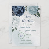 Save The Date verdure fleurie blanche et bleue (Devant / Derrière)