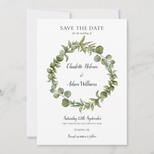 Save The Date Verdure Foliage Garland Mariage photo (Devant)