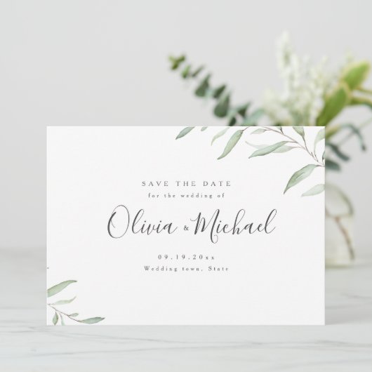Save The Date Verdure minimale calligraphie simple enregistrer l (Debout devant)