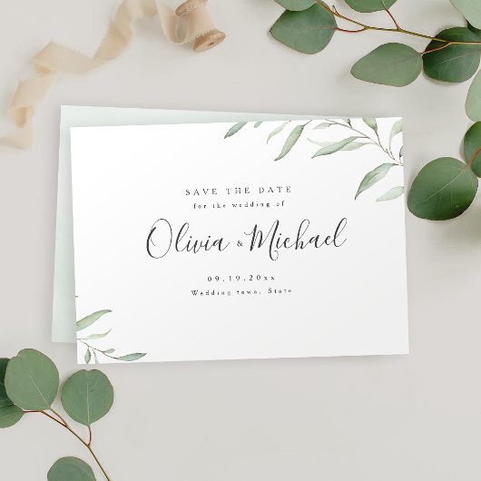 Save The Date Verdure minimale calligraphie simple enregistrer l