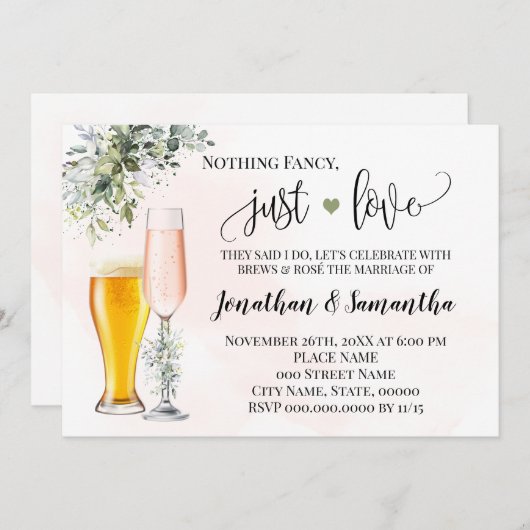 Save The Date Verdure Rien De fantaisie Juste Aimer Elopement In (Devant / Derrière)