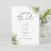 Save The Date Verdure rustique Floral Élégant Mariage photo (Debout devant)