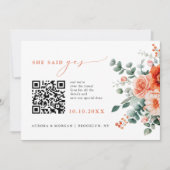 Save The Date Verona Sunset Bright Orange Modern Photo Code QR (Devant)