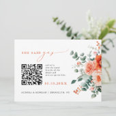 Save The Date Verona Sunset Bright Orange Modern Photo Code QR (Debout devant)