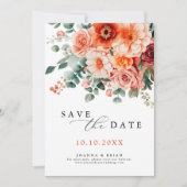 Save The Date Verona Sunset Bright Orange Moderne Mariage Floral (Devant)