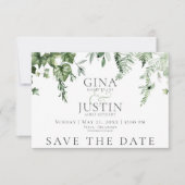 Save The Date Verre rustique & Sage Green Mariage vert (Devant)