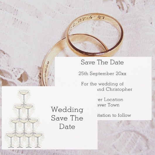 Save The Date Verres à Champagne Design Mariage