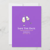 Save The Date Verres à champagne simples toast violet uni (Devant)