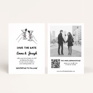 Save The Date Verres à Martini Chic et Fantaisistes et Photo
