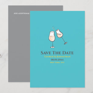 Save The Date Verres à vin pétillant mignons gribouillis pastel