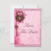 Save The Date Verrouillage du coeur et clé mariage rose Enregist (Devant)