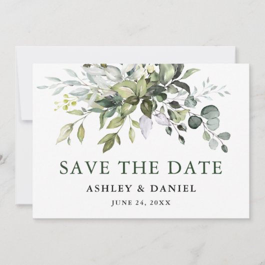 Save The Date Vert aquarelle moderne (Devant)