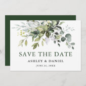 Save The Date Vert aquarelle moderne (Devant / Derrière)