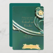 Save The Date Vert, Art nouveau, belle époque, travail du bois,  (Devant / Derrière)