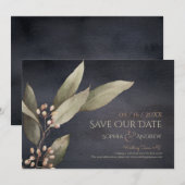 Save The Date Vert botanique sombre rustique enregistrer la date (Devant / Derrière)