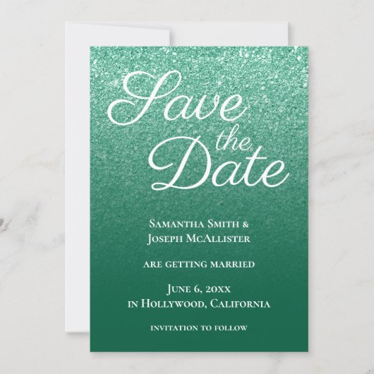 Save The Date Vert Chasseur Dégradé Moderne (Devant)
