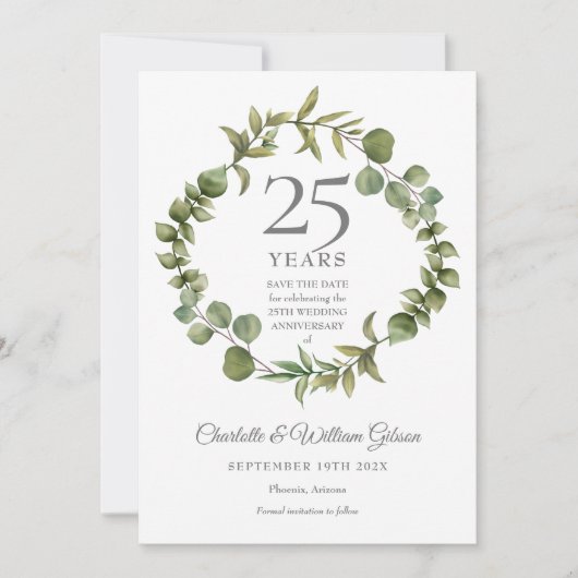 Save The Date Vert de la forêt 25e anniversaire (Devant)