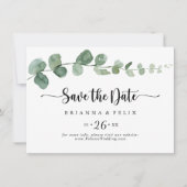 Save The Date Vert délice Eucalyptus Mariage horizontal (Devant)