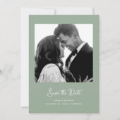 Save The Date Vert doux et blanc | Photo et code QR (Devant)