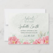 Save The Date Vert doux et rose Parties scintillant Floral Sweet (Devant)