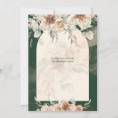 Save The Date Vert émeraude BOHO Terracotta Fleurs Mariage (Dos)