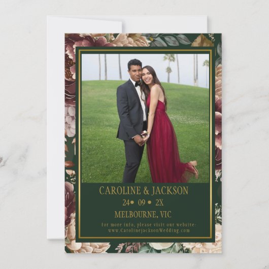 Save The Date Vert émeraude Moderne Photo Mariage Enregistrer la (Devant)