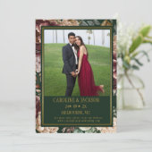 Save The Date Vert émeraude Moderne Photo Mariage Enregistrer la (Debout devant)