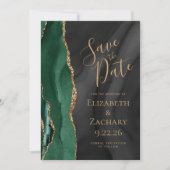 Save The Date Vert émeraude or noir agate aquarelle (Devant)