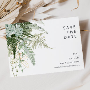 Save The Date Vert et feuille d'or Horizontal Enregistrer la dat