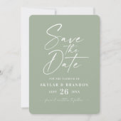 Save The Date Vert feuille simple avec script et Mariage photo (Devant)