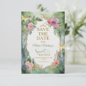 Save The Date Vert floral de la forêt de sauge douce seize (Debout devant)