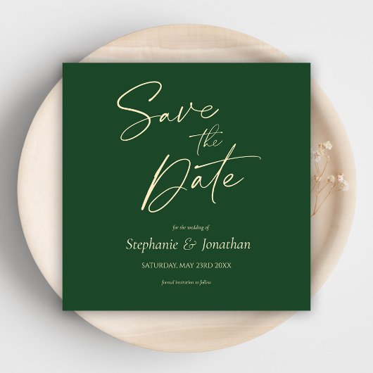 Save The Date Vert minimaliste moderne mariage élégant