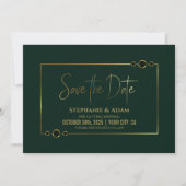 Save The Date Vert moderne avec cadre or Mariage Enregistrer la (Devant)
