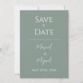 Save The Date Vert Moderne Élégant Simple (Devant)