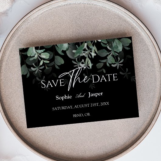 Save The Date Vert moderne Mariage noir plat Enregistrer la date