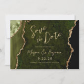 Save The Date Vert olive Agate Écriture Mariage Date à retenir (Devant)