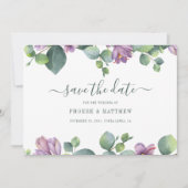 Save The Date Vert pourpre Eucalyptus Vert Vert Moderne (Devant)