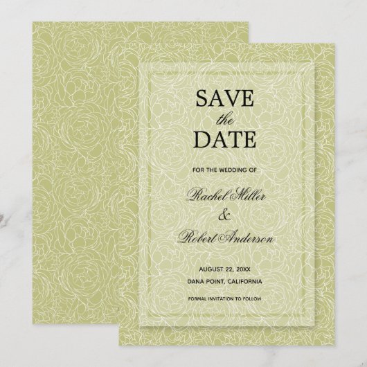 Save The Date Vert printemps floral (Devant / Derrière)