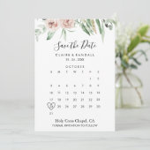 Save The Date Vert rose bleu floral Enregistrer le calendrier de (Debout devant)